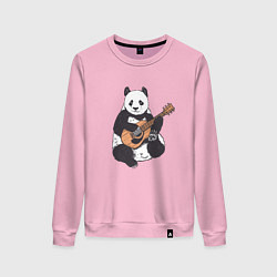 Свитшот хлопковый женский Панда гитарист Panda Guitar, цвет: светло-розовый