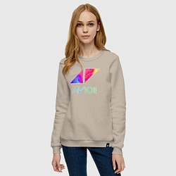 Свитшот хлопковый женский AVICII RAIBOW, цвет: миндальный — фото 2