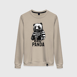 Свитшот хлопковый женский Плохая панда, цвет: миндальный