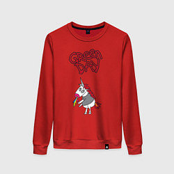 Свитшот хлопковый женский Green Day Unicorn, цвет: красный