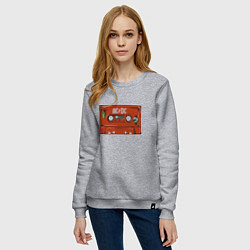 Свитшот хлопковый женский Кассета AC DC, цвет: меланж — фото 2