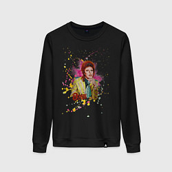 Свитшот хлопковый женский David Bowie Art, цвет: черный