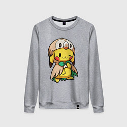 Свитшот хлопковый женский Пикачу - совенок, цвет: меланж