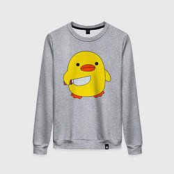 Свитшот хлопковый женский УТКА С НОЖОМ КРУГЛЯШ, цвет: меланж