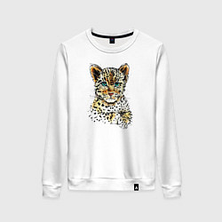 Свитшот хлопковый женский Леопардёнок, цвет: белый