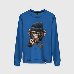 Свитшот хлопковый женский Monkey Boy, цвет: синий
