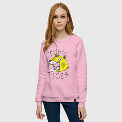 Свитшот хлопковый женский Tofu Tiger Тигр Сыр Тофу, цвет: светло-розовый — фото 2