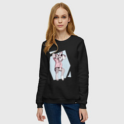 Свитшот хлопковый женский Собака Фурри Furry, цвет: черный — фото 2