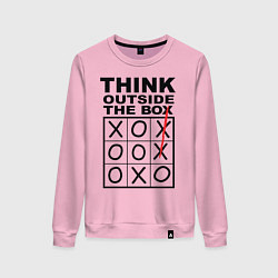 Свитшот хлопковый женский THINK OUTSIDE THE BOX, цвет: светло-розовый