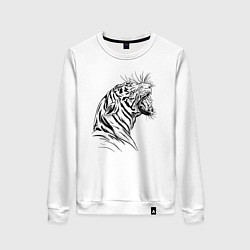 Женский свитшот Чёрно белый рисунок тигра