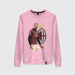 Свитшот хлопковый женский Zlatan Ibrahimovic Milan Italy, цвет: светло-розовый