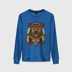 Свитшот хлопковый женский Славянский медведь, цвет: синий