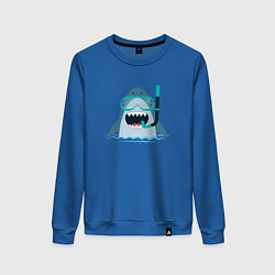 Свитшот хлопковый женский Акула дайвер, цвет: синий