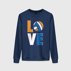 Свитшот хлопковый женский Love Volleyball, цвет: тёмно-синий