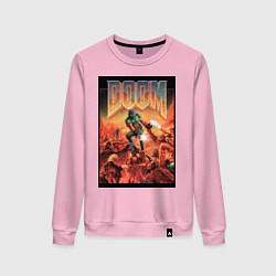 Свитшот хлопковый женский DOOM игра, цвет: светло-розовый