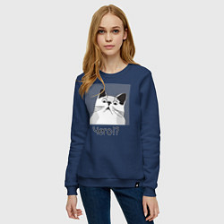 Свитшот хлопковый женский Кот Чего?, цвет: тёмно-синий — фото 2