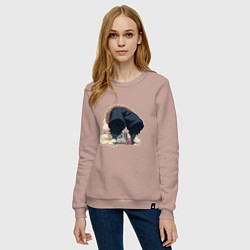 Свитшот хлопковый женский Клинок, рассекающий демонов, цвет: пыльно-розовый — фото 2