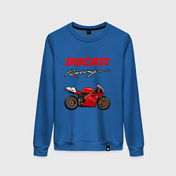 Свитшот хлопковый женский DUCATI ДУКАТИ MOTOSPORT, цвет: синий