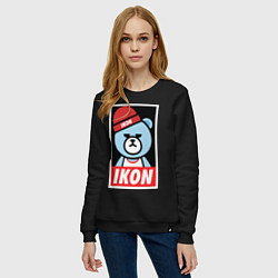 Свитшот хлопковый женский IKON YG Bear Dope, цвет: черный — фото 2