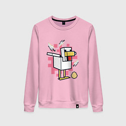 Свитшот хлопковый женский Курица Chicken Майнкрафт, цвет: светло-розовый