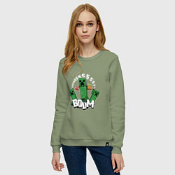 Свитшот хлопковый женский Криперы Creepers и Динамит, цвет: авокадо — фото 2