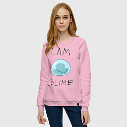 Свитшот хлопковый женский I AM SLIME, цвет: светло-розовый — фото 2