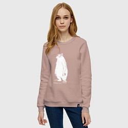 Свитшот хлопковый женский Курьер - Медведь, цвет: пыльно-розовый — фото 2