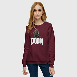 Свитшот хлопковый женский Doom 2016, цвет: меланж-бордовый — фото 2