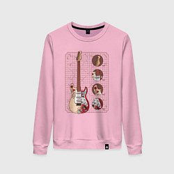 Свитшот хлопковый женский Рок Гитара, цвет: светло-розовый