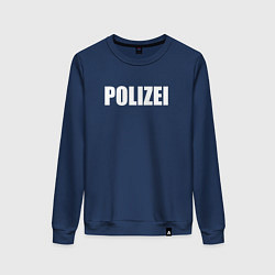 Свитшот хлопковый женский POLIZEI Полиция Надпись Белая, цвет: тёмно-синий