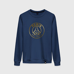 Свитшот хлопковый женский PSG GOLD LOGO ПСЖ ЗОЛОТО, цвет: тёмно-синий