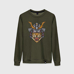 Свитшот хлопковый женский Tiger Samurai, цвет: хаки