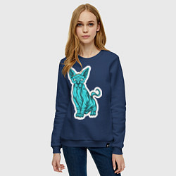 Свитшот хлопковый женский Сфинкс, цвет: тёмно-синий — фото 2