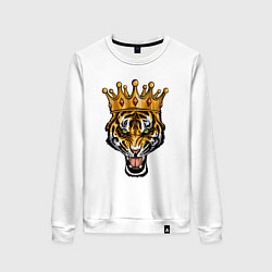 Свитшот хлопковый женский Царь тигр, цвет: белый