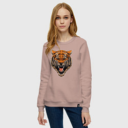 Свитшот хлопковый женский Tiger Hunter, цвет: пыльно-розовый — фото 2
