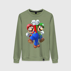 Свитшот хлопковый женский Mario Bros, цвет: авокадо