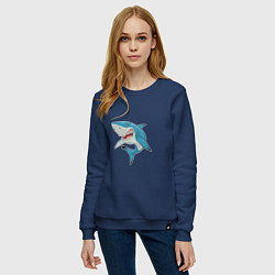 Свитшот хлопковый женский Акула-молот, цвет: тёмно-синий — фото 2