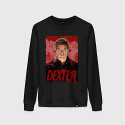 Свитшот хлопковый женский Dexter Декстер постер, цвет: черный