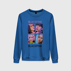Свитшот хлопковый женский BLACKPINK черно-розовые, цвет: синий