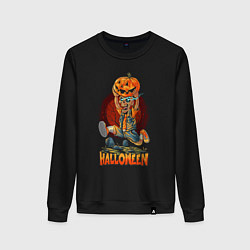 Свитшот хлопковый женский Halloween, цвет: черный