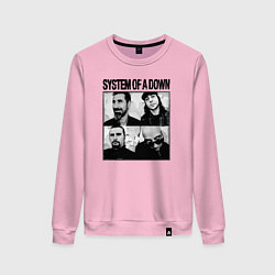 Свитшот хлопковый женский Участники группы System of a Down, цвет: светло-розовый