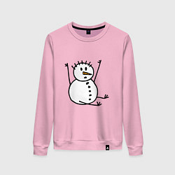 Свитшот хлопковый женский Снеговик в дудл-стиле, цвет: светло-розовый