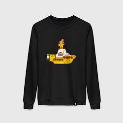 Свитшот хлопковый женский The Beatles Yellow Submarine в дудл стиле, цвет: черный