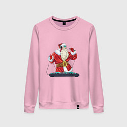Свитшот хлопковый женский Санта музыкант, цвет: светло-розовый