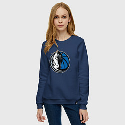 Свитшот хлопковый женский Даллас Маверикс логотип, цвет: тёмно-синий — фото 2