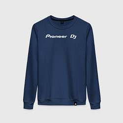 Свитшот хлопковый женский Pioneer DJ - Logo White, цвет: тёмно-синий