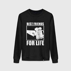 Свитшот хлопковый женский Best Friends For Life-Кулак встрою, цвет: черный