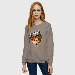 Свитшот хлопковый женский Тигр Tiger логотип, цвет: утренний латте — фото 2