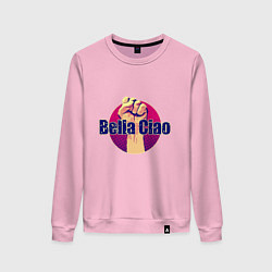 Свитшот хлопковый женский Bella Ciao Fist, цвет: светло-розовый