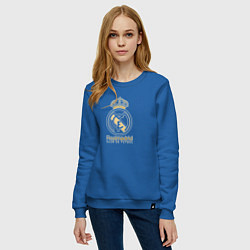 Свитшот хлопковый женский Real Madrid gold logo, цвет: синий — фото 2